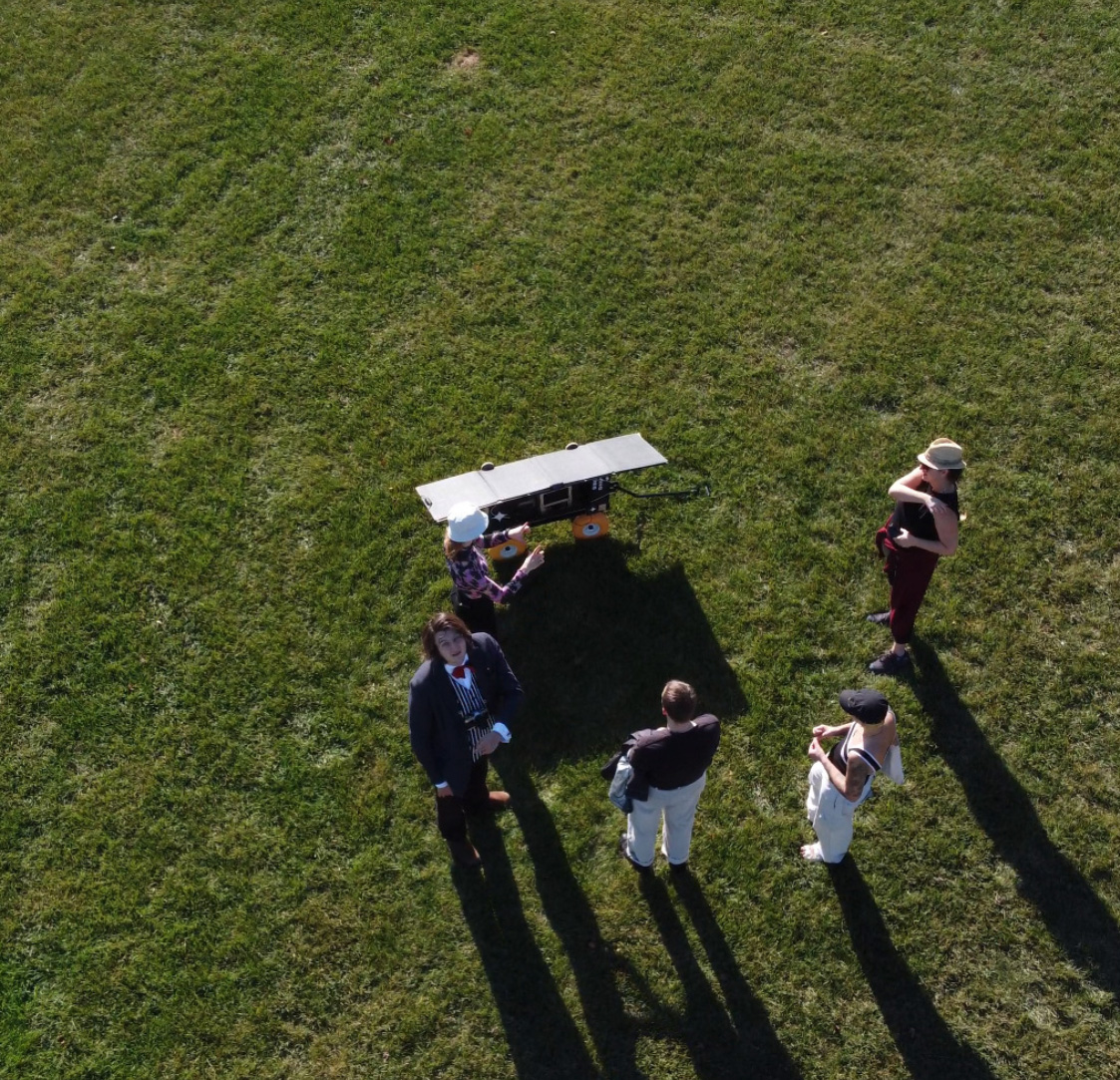 The artist activating the WaGAN with audience participants outside Art Gallery of Regina.